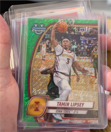 2024-25 Bowman University Chrome #66 Tamin Lipsey Green Shimmer Refractor — front