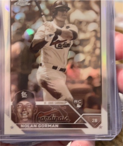 2023 Topps Chrome #192 Nolan Gorman Sepia Refractor — front