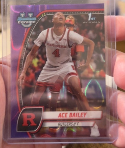 2024 Bowman Chrome University #1 Ace Bailey Purple Lava Refractor — front