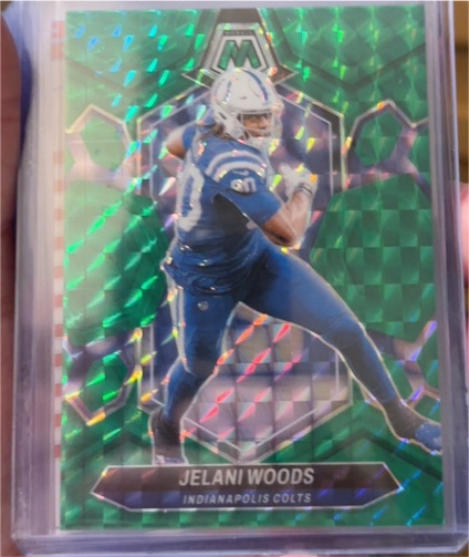2024 Panini Mosaic #96 Jelani Woods Green Mosaic Prizm Indianapolis Colts — front