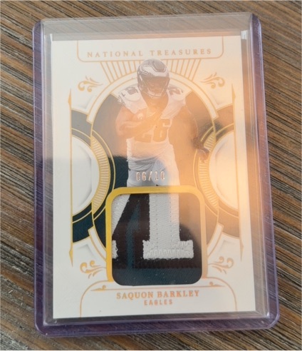 2025 Panini National Treasures Saquon Barkley Colossal Prime Gold #06/10 — front