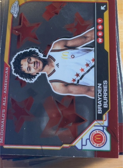 2025 Topps Chrome McDonald's All American #8 Brayden Burries — front