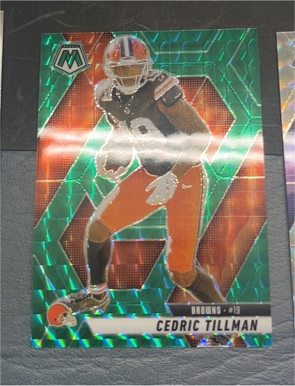 2025 Panini Mosaic #197 Cedric Tillman Green Mosaic Prizm — front