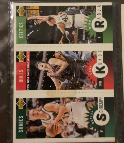 1996-97 Upper Deck Collector's Choice Mini-Cards #M5/M12/M76 Detlef Schrempf/Toni Kukoc/Dino Radja — front