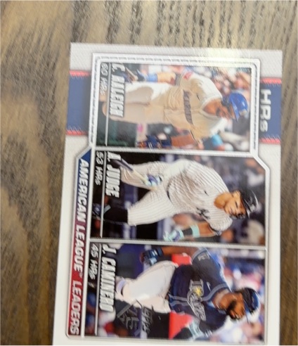2026 Topps #38 American League Home Run Leaders Aaron Judge Junior Caminero Cal Raleigh — front