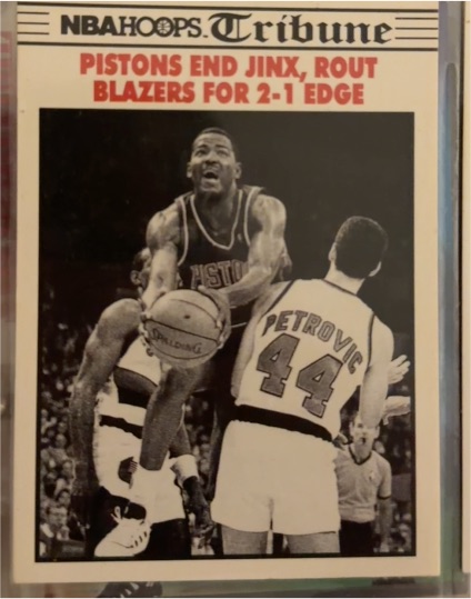 1990-91 NBA Hoops Tribune #339 Pistons End Jinx, Rout Blazers For 2-1 Edge — front