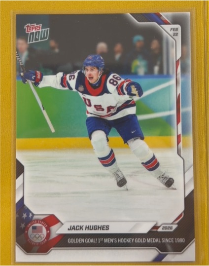 2026 Topps Now #18 Jack Hughes Golden Goal USA Ice Hockey — front