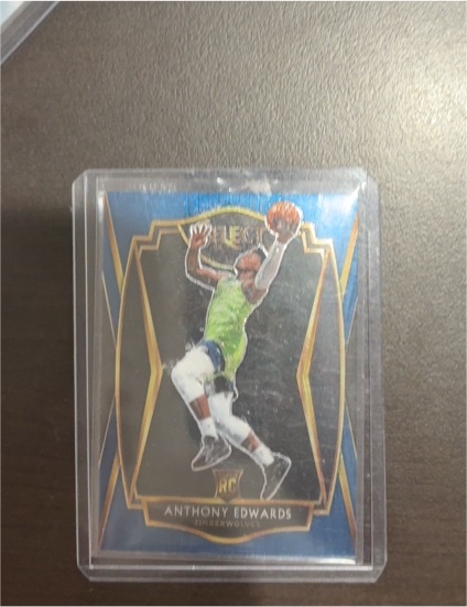 2020-21 Panini Select Premier Level Blue Prizm #169 Anthony Edwards RC — front