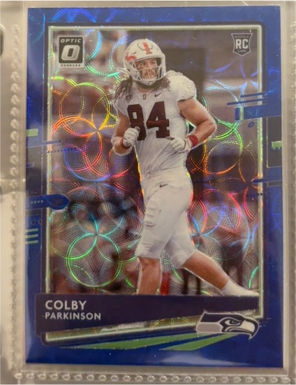 2020 Donruss Optic #127 Colby Parkinson Blue Scope Prizm Rookie — front