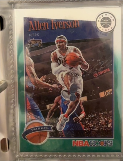 2019-20 Panini NBA Hoops Premium Stock #285 Allen Iverson Tribute Green Prizm 76ers — front