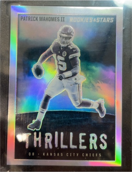 2023 Panini Rookies & Stars #TH-15 Patrick Mahomes II Thrillers Silver Prizm — front