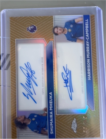 2026 Topps Chrome Premier #DA-SMHM Shumaira Mheuka & Harrison Murray-Campbell Dual Auto — front