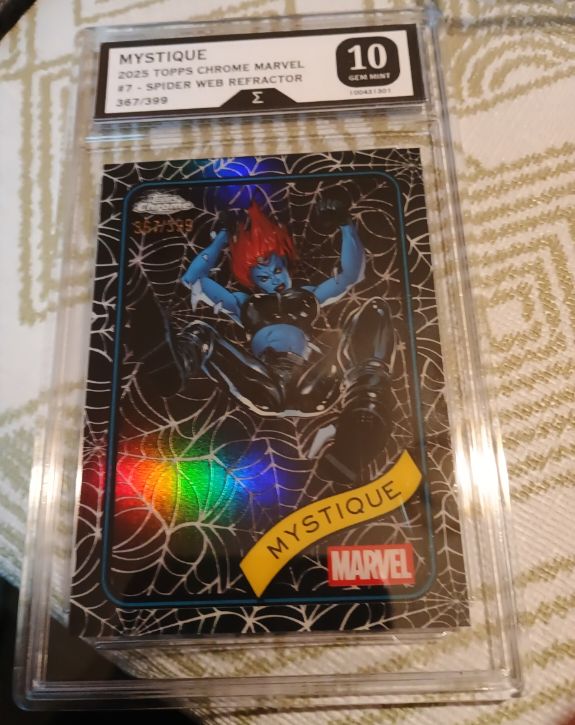 2025 Topps Chrome Marvel #7 Mystique Spider Web Refractor — front
