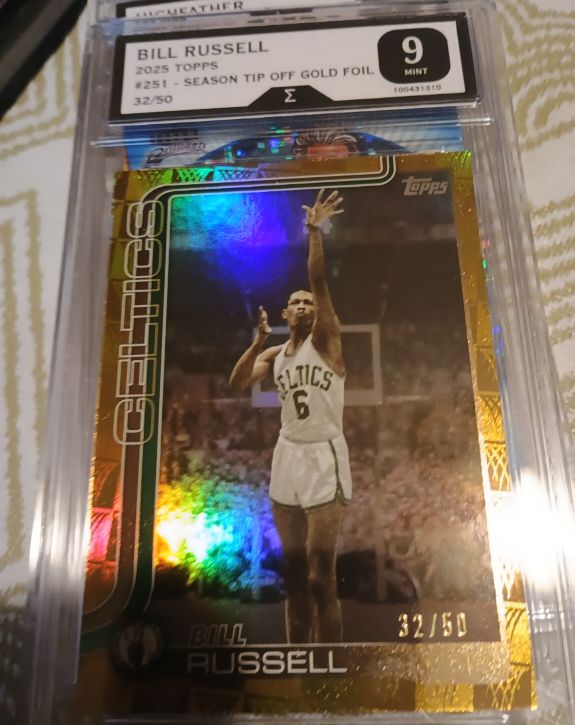 2025 Topps #251 Bill Russell Season Tip Off Gold Foil — front