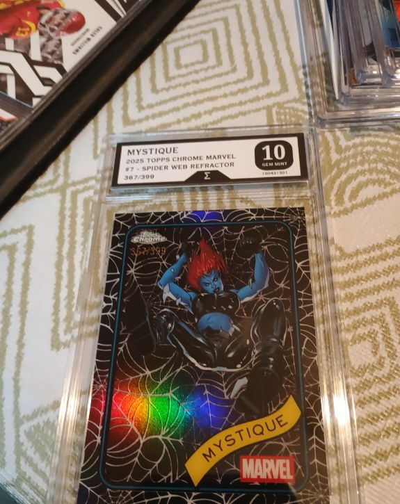 2025 Topps Chrome Marvel #7 Mystique Spider Web Refractor — front