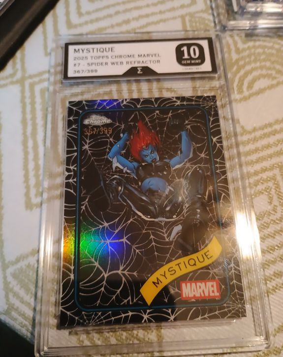 2025 Topps Chrome Marvel #7 Mystique Spider Web Refractor — front