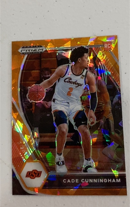 2021 Panini Prizm Draft Picks #1 Cade Cunningham Orange Cracked Ice Rookie — front