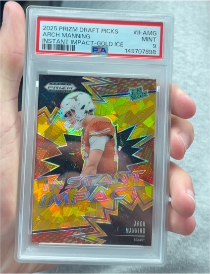 2025 Panini Prizm Draft Picks #II-AMG Arch Manning Instant Impact Gold Ice — front