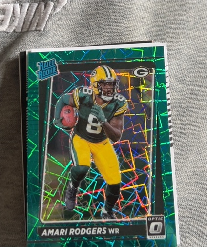2021 Donruss Optic #261 Amari Rodgers Green Velocity Prizm Rated Rookie — front