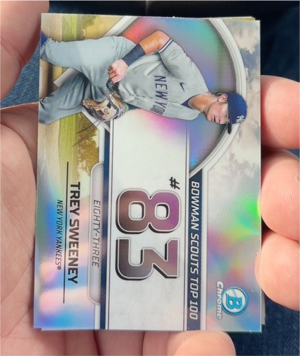 2023 Bowman Chrome Scouts Top 100 #BTP-83 Trey Sweeney — front