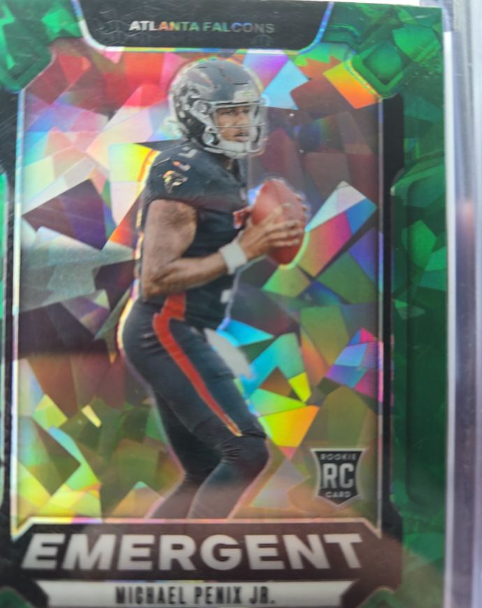 2024 Panini Prizm #20 Michael Penix Jr. Emergent Green Cracked Ice Prizm Rookie — front