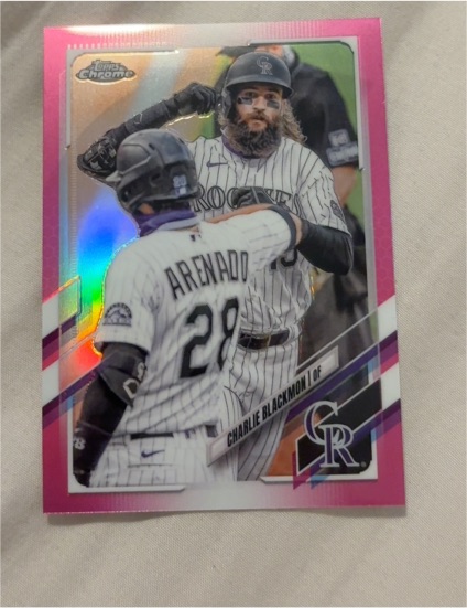 2021 Topps Chrome #67 Charlie Blackmon Pink Refractor — front