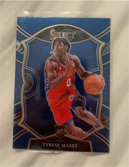 2020-21 Panini Select #81 Tyrese Maxey Concourse Blue Rookie Card Philadelphia 76ers — front