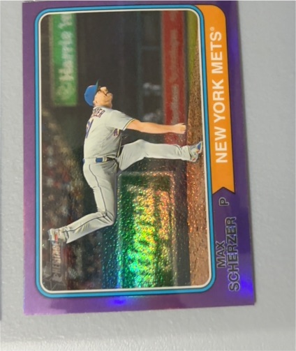 2023 Topps Heritage #80 Max Scherzer Chrome Purple Refractor — front