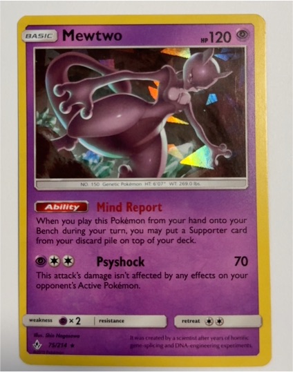 2019 Pokémon TCG Unbroken Bonds #75 Mewtwo — front