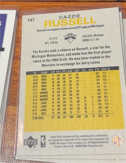 2002 Upper Deck #147 Cazzie Russell — front