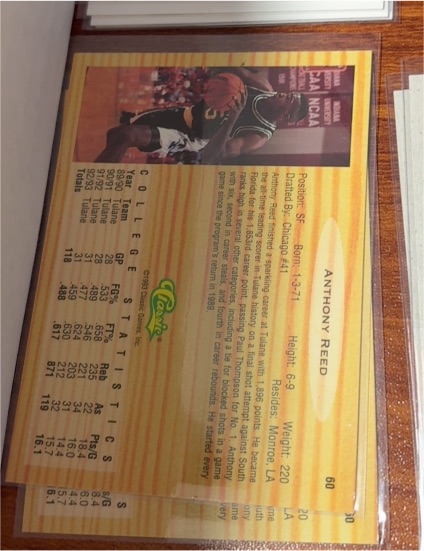 1993 Classic Basketball Draft Picks #60 Anthony Reed — front