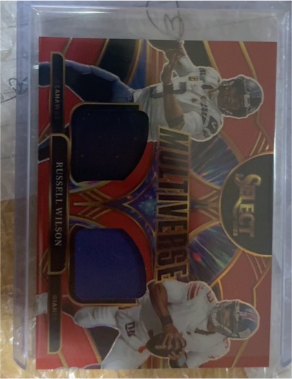 2025 Panini Select #MVJ-RWN Russell Wilson Multiverse Dual Patch Red Prizm — front