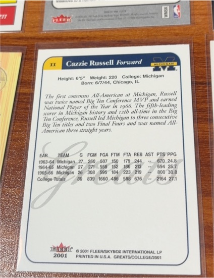 2001 Fleer Greats of the Game #5PY Cazzie Russell — front