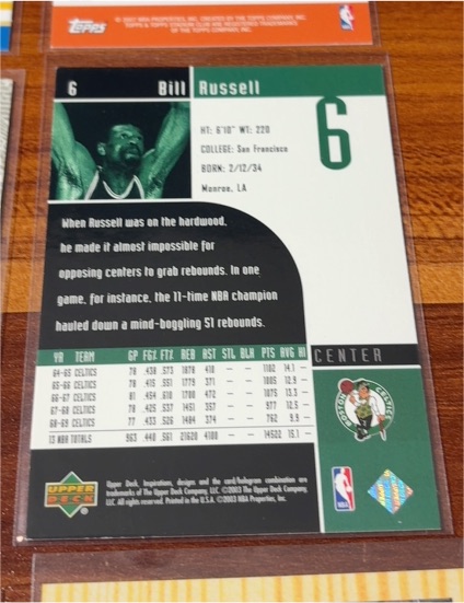 1999-00 Upper Deck NBA Legends #76 Bill Russell — front