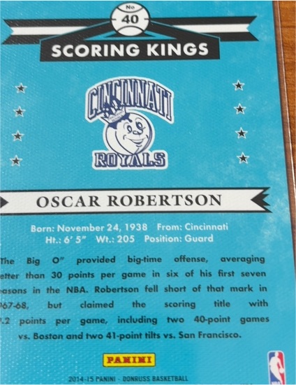 2014-15 Panini Donruss Scoring Kings #40 Oscar Robertson — front