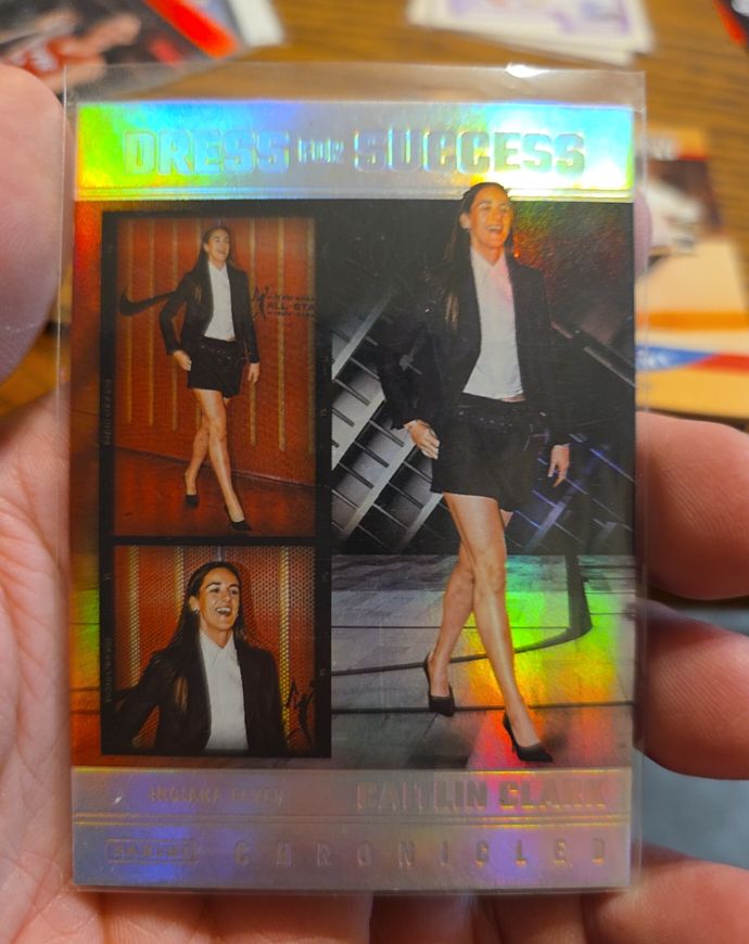 2025 Panini Chronicled #64 Caitlin Clark Dress for Success Silver Holo — front