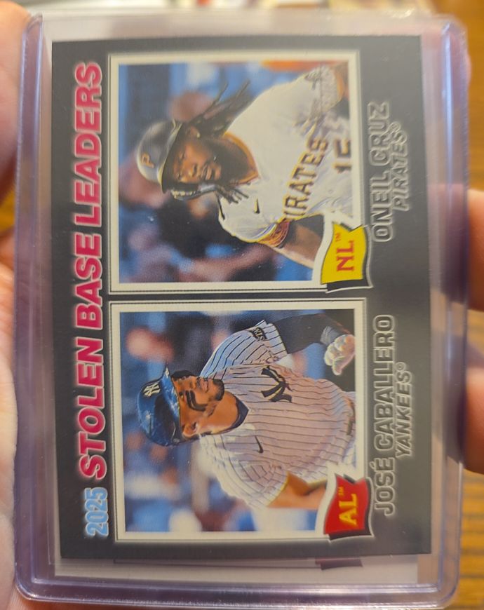 2026 Topps Heritage #4 2025 Stolen Base Leaders Jose Caballero / Oneil Cruz — front