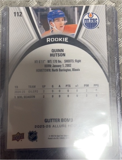 2025-26 Upper Deck Allure #112 Quinn Hutson — front