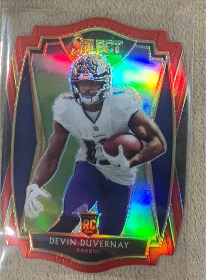 2020 Panini Select #177 Devin Duvernay Rookie RC Premier Level Die-Cut Red — front