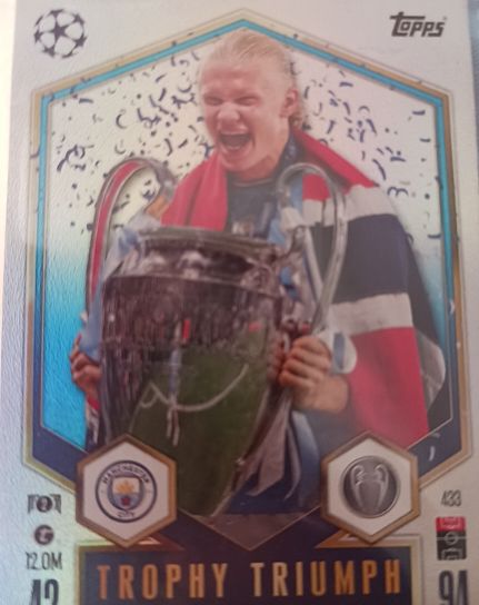 2024 Topps Match Attax UEFA Club Competitions #433 Erling Haaland Trophy Triumph — front
