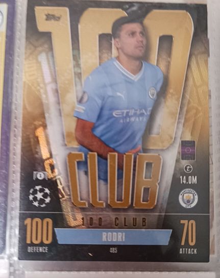2023-24 Topps Match Attax #485 Rodri 100 Club — front