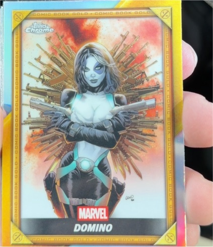 2025 Topps Chrome Deadpool Comic Book Gold #CB-17 Domino — front