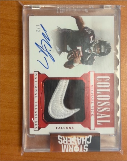 2019 Panini National Treasures Colossal Patch Auto #CS-MV Michael Vick — front