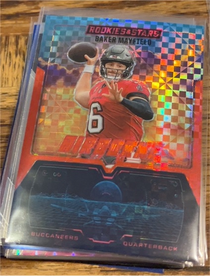 2025 Panini Rookies & Stars #18 Baker Mayfield Airborne Red Plaid — front