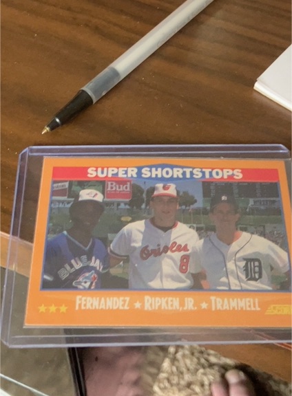 1988 Score #651 Super Shortstops Cal Ripken Jr., Tony Fernandez, Alan Trammell — front