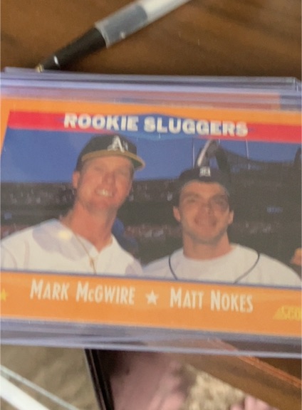 1988 Score #648 Mark McGwire, Matt Nokes Rookie Sluggers — front