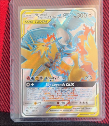 2017 Pokémon Hidden Fates #66 Moltres & Zapdos & Articuno GX — front