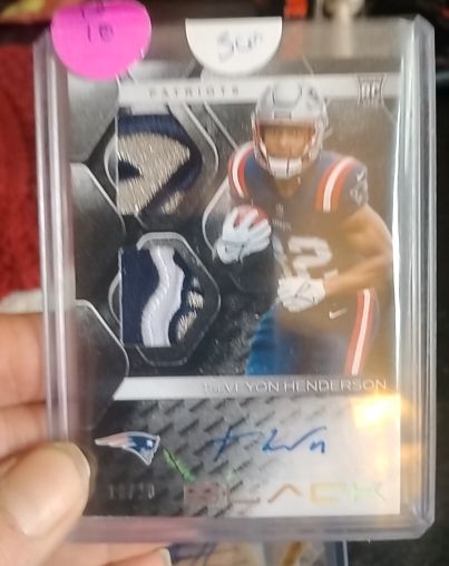 2025 Panini Black Rookie Patch Autographs #RKPA-THN TreVeyon Henderson — front