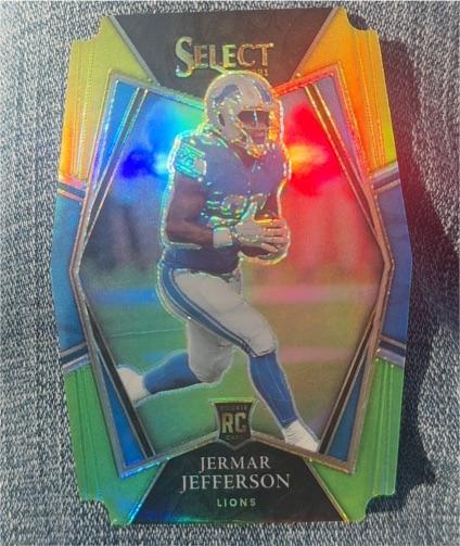 2021 Panini Select #200 Jermar Jefferson Premier Level Yellow Green Die-Cut Rookie — front