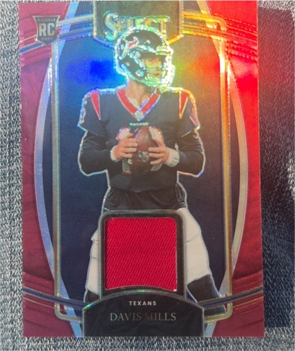 2021 Panini Select #RSW-DMI Davis Mills Rookie Swatches Red Prizm — front